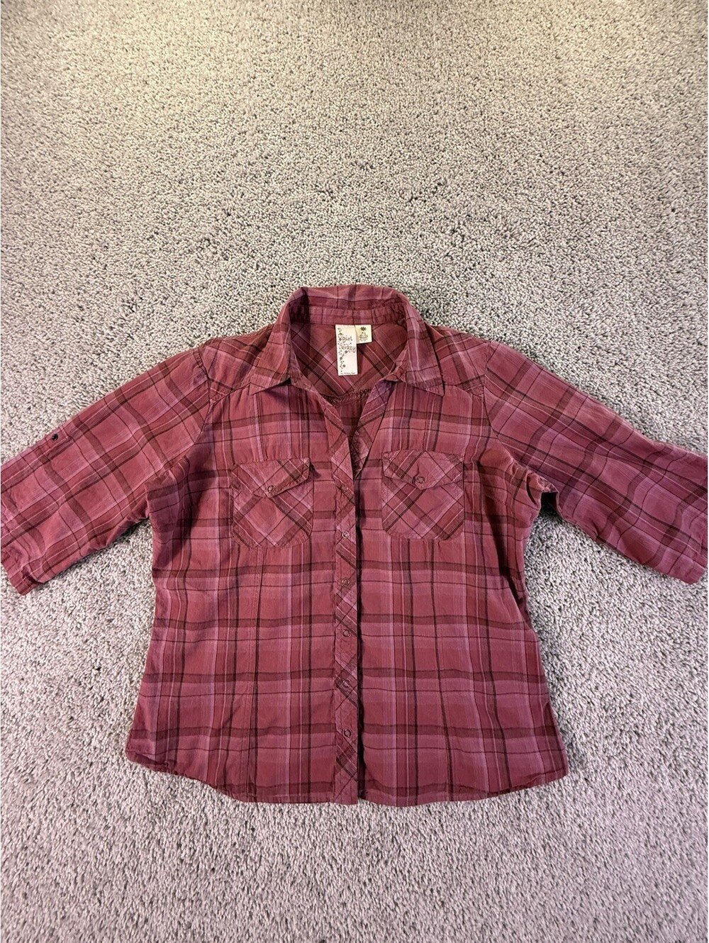 Krazy Kat Women’s Shirt Snaps In Front Pink Plaid Size XL